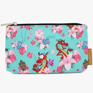 Loungefly Disney Mulan Mushu Teal Cosmetic All Over Print Pouch Bag NWT